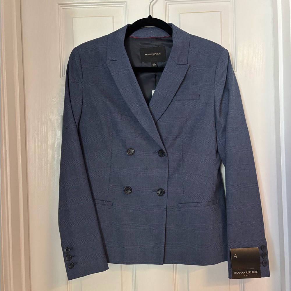 NWT Banana Republic Blue Checkered Blazer